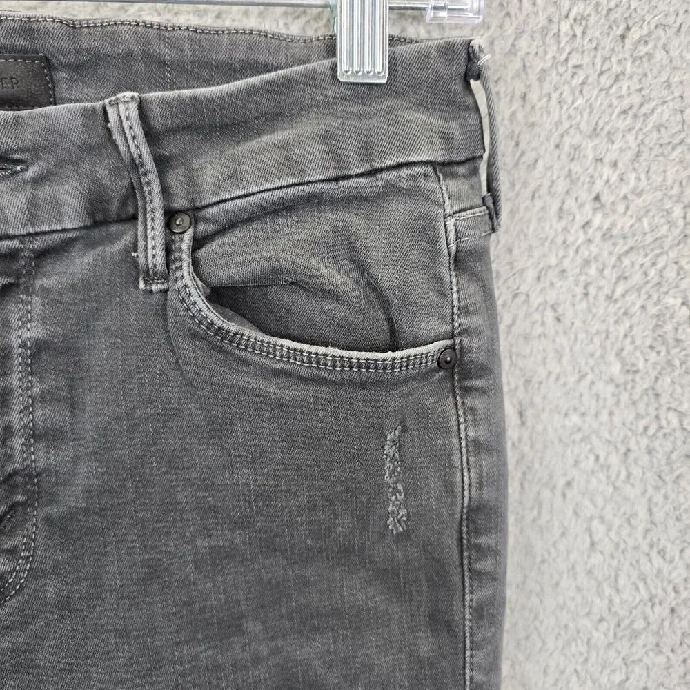 MOTHER Jeans Women's The Looker Zip Fray Dye Faded Black Size 26